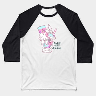 Rainbow Ice Cream Unicorn Baseball T-Shirt